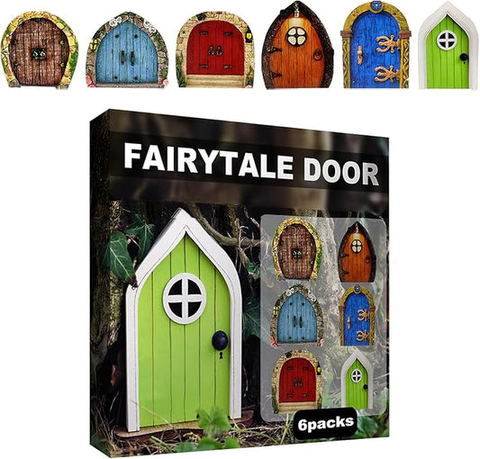 Set of 6 Fairy Garden Door Miniature Garden Decor Outdoor Garden Accessory for Gardens Gate Decoration in Yard Landscaping and Indoor Decor