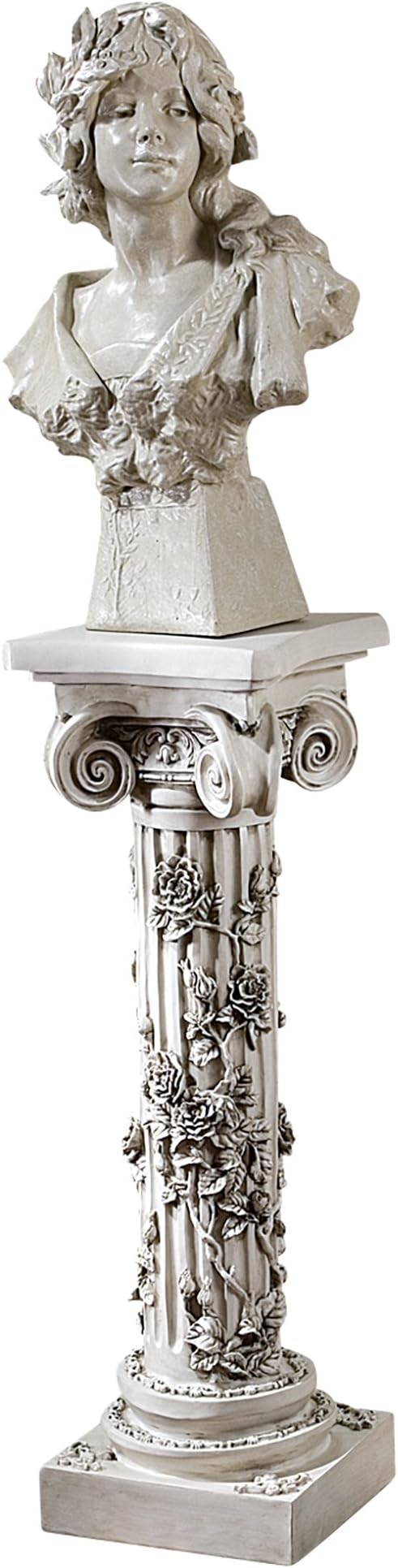 Design Toscano EU2866 Rose Garland Indoor/Outdoor Pedestal Plant Stand, 11 Inches Wide, 34 Inches Tall, Handcast Polyresin, Antique Stone Finish