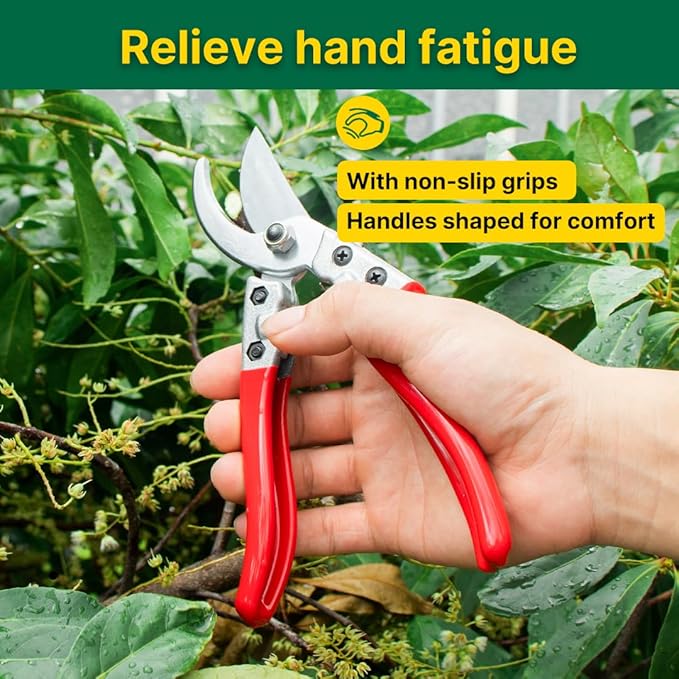 T TOVIA Easy-Cut Bypass Pruning Shears for Gardening– Durable Aluminum hand Pruners with Sharp SK5 Blades, Smart Lock, Ergonomic Grip, Essential Garden Scissors Clippers for 1” Branch Trimming