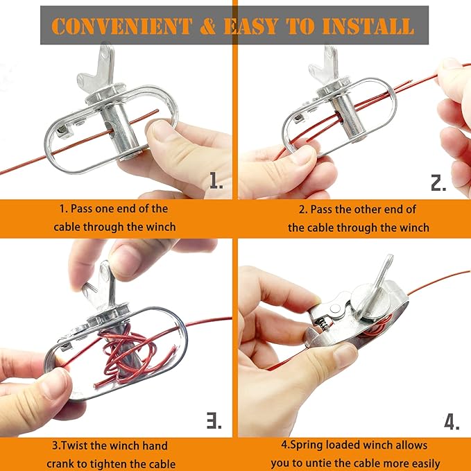 Pool Cover Cable and Winch - 100CW Heavy-Duty Pool Cover Cable and Ratchet for Securing Above Ground Swimming Pool Covers