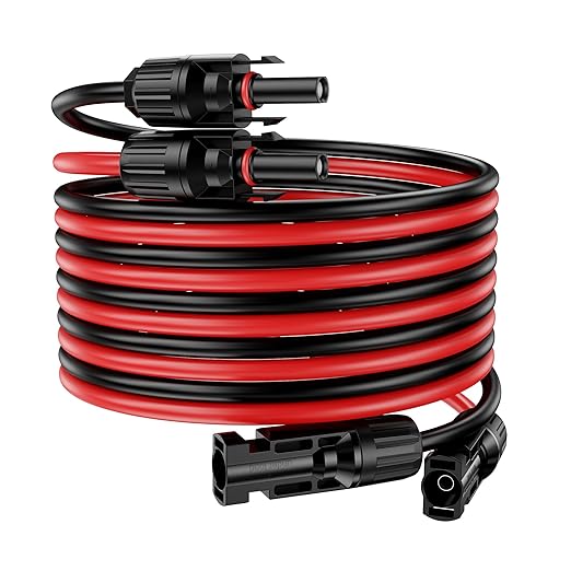 32Ft Solar Cable Solar Extension Cable,10AWG Solar Panel ExtensionCable with Female and Male Connectors,Waterproof Solar ExtensionCable Kit (Red and Black).