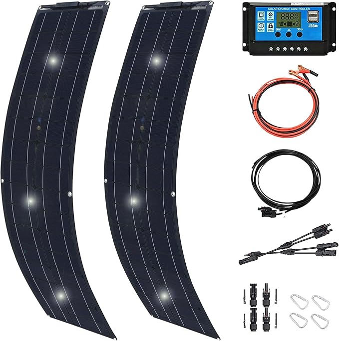600 Watt Flexible Solar Panel for RV, 2 × 300 Watt 12 Volt Solar Power Panel Kit with 40A Solar Charge Controller Monocrystalline Solar Panels for Camping Off Grid Car Battery Charging Boat