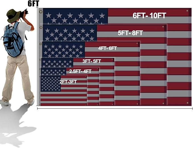 American Flag 6x10 Ft, Five Brass Grommets Multipurpose US Flag, Embroidered Stars, Sewn Stripes, Outdoor Heavy Duty Durable USA Flags, Hanging Indoor/Bedroom/Room/Wall American Flag