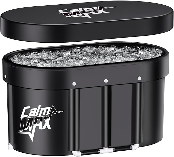CalmMax Oval Ice Bath Tub with Cover for Athletes XL Portable Cold Plunge Tub - 130 Gal Capacity for Cold Water Therapy Ice Baths at Home Outdoor Gym 41IN
