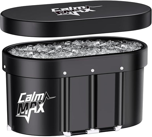CalmMax Oval Ice Bath Tub with Cover for Athletes XL Portable Cold Plunge Tub - 130 Gal Capacity for Cold Water Therapy Ice Baths at Home Outdoor Gym 41IN