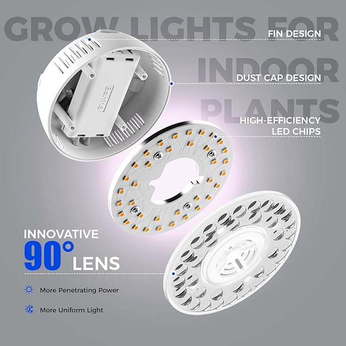 Barrina Orbgrow OG09 Puck Grow Light with Timer, Pinkish White 54W(6 x 9W, 810 Watt Equiv), Full Spectrum Plant Light for Indoor Plants, Magnetic & Linkable, 5 Levels Dimmable for Plant Shelf, 6 Packs