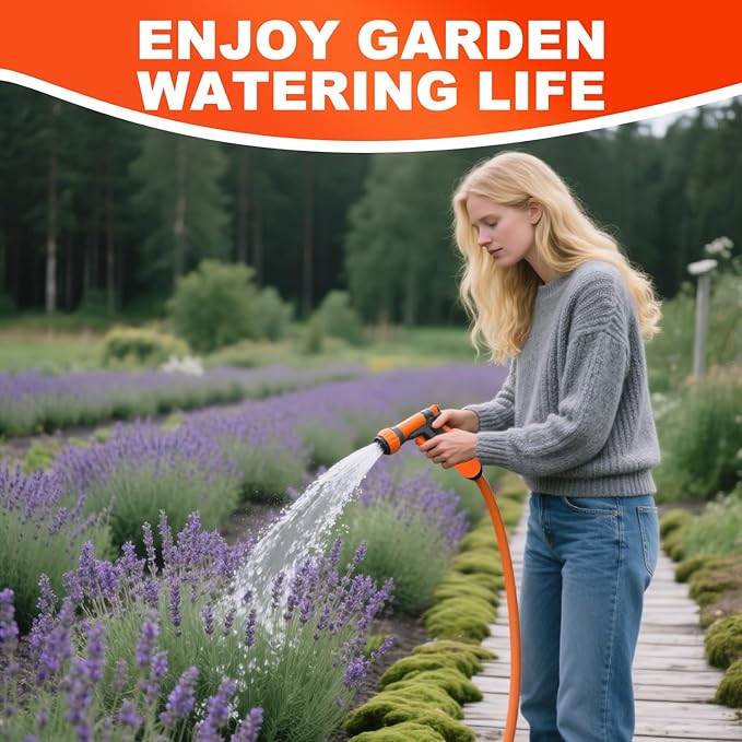 YOTOO Heavy Duty Hybrid Garden Water Hose 5/8-Inch by 25-Feet 150 PSI Kink Resistant, Flexible with Swivel Grip Handle and 3/4" GHT Solid Brass Fittings, Orange