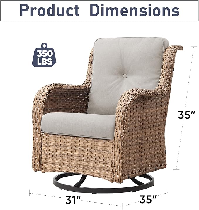 Swivel Rocker Patio Chairs：2 Pieces Patio Swivel Rocker Chairs with Wicker Armrests Patio Swivel Rocking Chair Outdoor Swivel Rocker Patio Chair