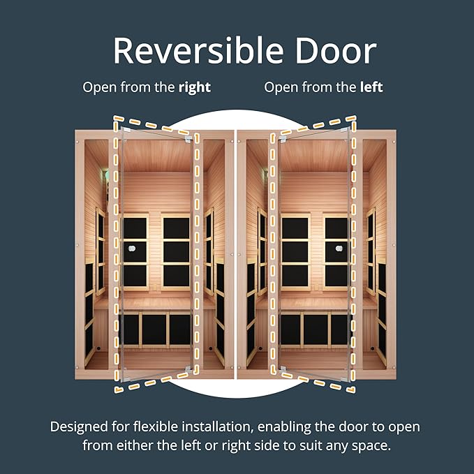 JNH Lifestyles 2-Person Ensi Cedar Home Infrared Sauna Ultra-Low EMF with Red Light Therapy – Indoor Personal Wellness Spa for House and Gym