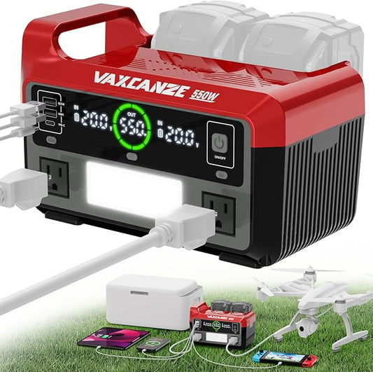 550W Power Inverter for Milwaukee 18V, DC 20V to AC 110V Pure Sine Wave, Portable Power Station with 2 USB Ports & 1 AC Outlet & 1 Type-C Fast Charging, Battery Adapter with LED, Battery Not Included