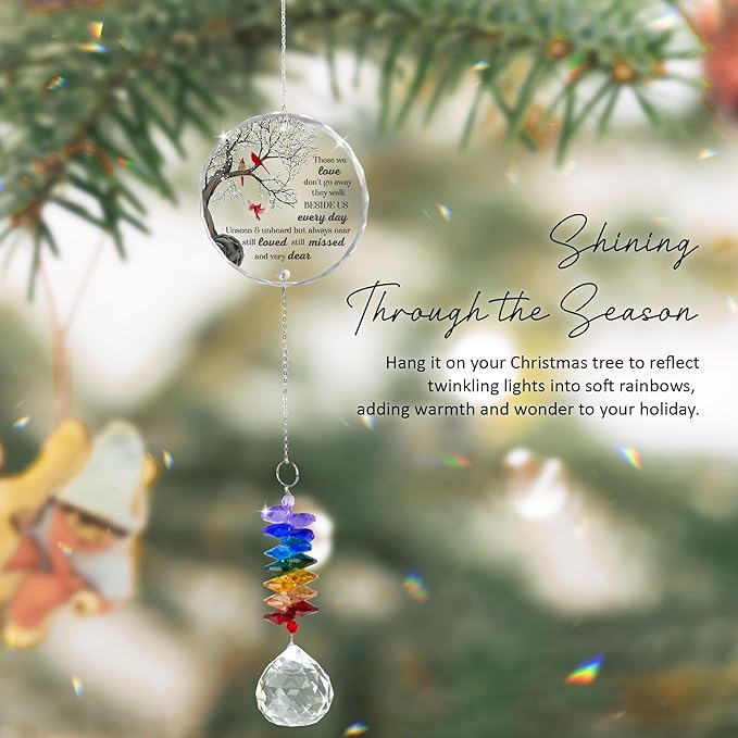 Memorial Suncatcher Sympathy Gift for Loss of Loved One - Crystal Rainbow Maker - Bereavement Keepsake - Hanging Crystal Decor - Suncatcher Ornament