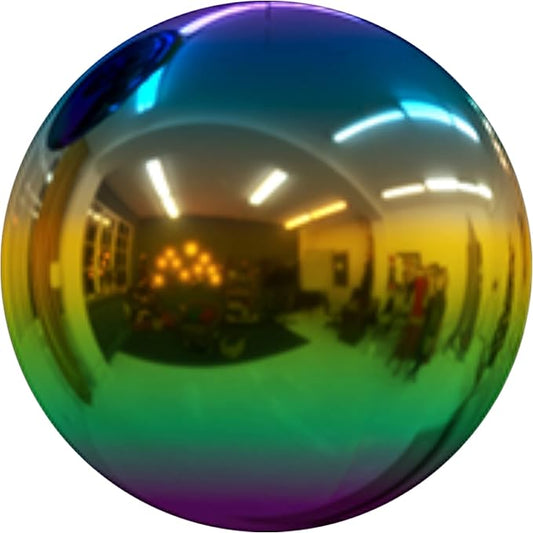 8 inch Diameter Gazing Ball,Rainbow Stainless Steel Polished Reflective Smooth Garden Sphere Globe Mirror,Colorful and Shiny Addition to Any Garden or Home