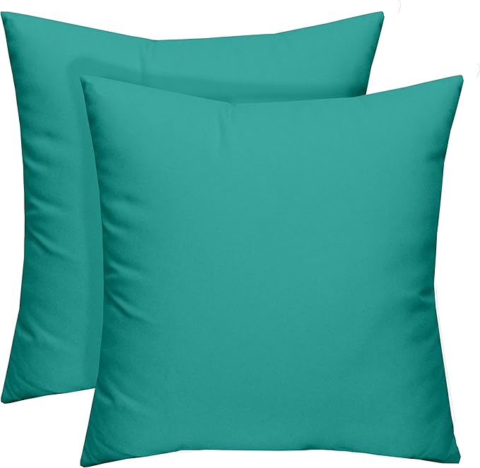RSH DECOR: Square Throw Pillows Set of 2 | 17” x 17” | All-Weather Spun Fabric | Water and Fade-Resistant | Outdoor Accent Pillows for Patio Furniture | Cancun (Blue, Green)