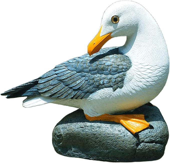 Real Seagull Outdoor Statue,Garden Bird Sculpture,Beach Statue Decor,Resin Animal Seabird Ornaments,Coastal Beach Decor for Outdoor Table Decor for Garden,Terrace,Lawn,Yard