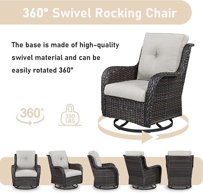 Wicker Outdoor Conversation Se with 50,000 BTU Gas Propane Fire Pit Tablet-7 Pieces Outdoor Wicker High Back Couch Patio Furniture for Deck Poolside Backyard