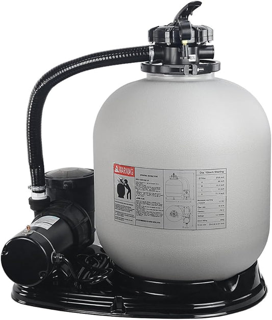 XtremepowerUS 19" inch Sand Filter with 1.5HP Pool Pump 4500GPH Above Ground Swimming Media System, Gray