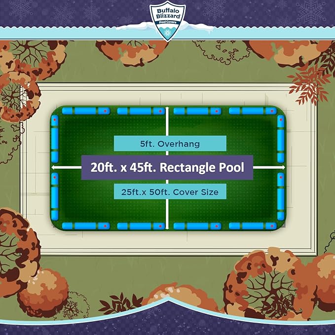 Buffalo Blizzard Supreme 20 ft x 45 ft Rectangular Winter Pool Cover | Green/Black | Closing Inground Swimming Pools | Easy to Install | Heavy Duty, Cold & UV Resistant | Shields from Seasonal Debris