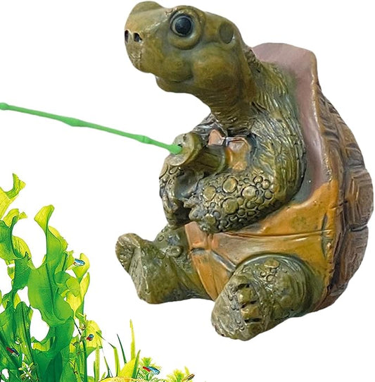 Banax Charming Resin Turtle Fishing Statue, Statue Cute Handmade Turtles Figurine Decor for Outdoor Garden, Patio, and Pond Decor, Ideal Gift Turtle Decor
