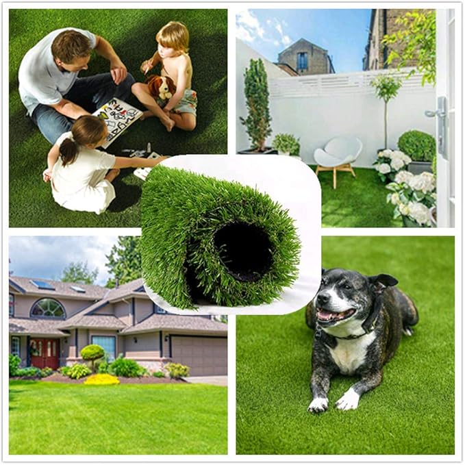 Artificial Grass Turf 11FTX63FT, 1.38" Pile Height Realistic Synthetic Grass, Indoor Outdoor Pet Faux Grass Astro Rug Carpet for Garden Backyard Patio Balcony