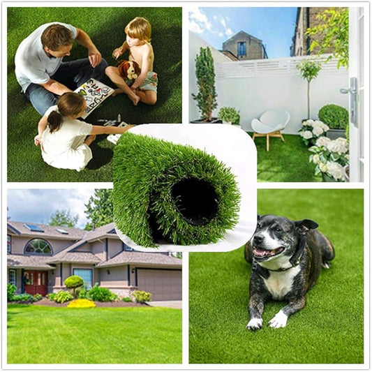 Artificial Grass Turf 11FTX63FT, 1.38" Pile Height Realistic Synthetic Grass, Indoor Outdoor Pet Faux Grass Astro Rug Carpet for Garden Backyard Patio Balcony