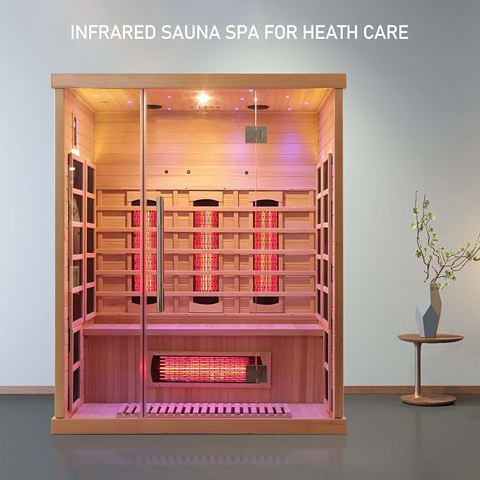Full Far Infrared Carbon Fiber Glass Red Light Heater Tube, Infrared Sauna Heater Tube Sauna Accessories, 110V Heater, Infrared Suana Heating Element Tube for Wooden Indoor/Outdoor Sauna