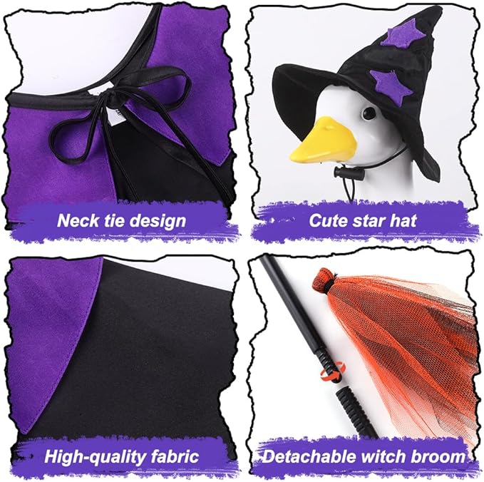 DIYDEC Halloween Goose Outfit Witch Lawn Porch Goose Clothes Fall Halloween Goose Costume for 23" Geese Outdoor Patio Yard Lawn Decoration