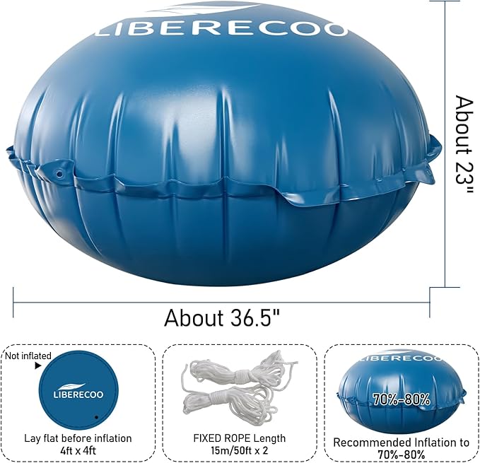 LIBERECOO 4FT Round Pool Pillows for Above Ground Pools - Super Durable 0.4 mm Winter Pillow | Round Inflatable Pillows for Pool Closing (4ft Diameter) | Air Pillow for Winterizing Pool Cover