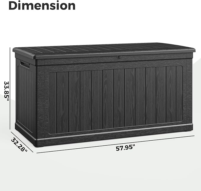 Lyromix 230 Gallon Outdoor Large Resin Storage Box, Waterproof Deck Box Lockable & UV-Resistant, Outside Cushion Storage for Patio Furniture, Garden Tools, Pool Accessories, Black