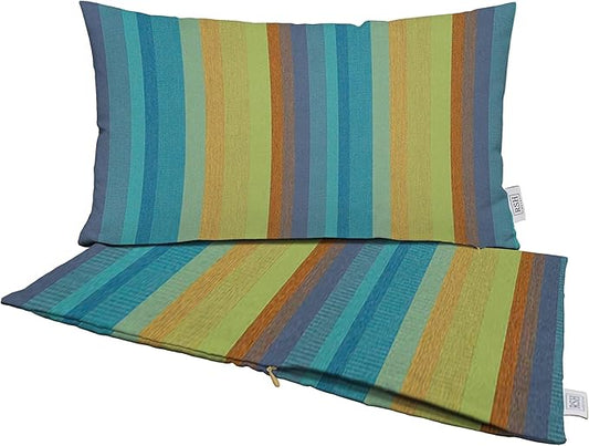 RSH DECOR: Sunbrella Pillow Covers Set of 2 | Covers Only - 26" x 16" | Outdoor Lumbar Pillow Covers Crafted with Sunbrella Performance Fabric | Astoria Lagoon