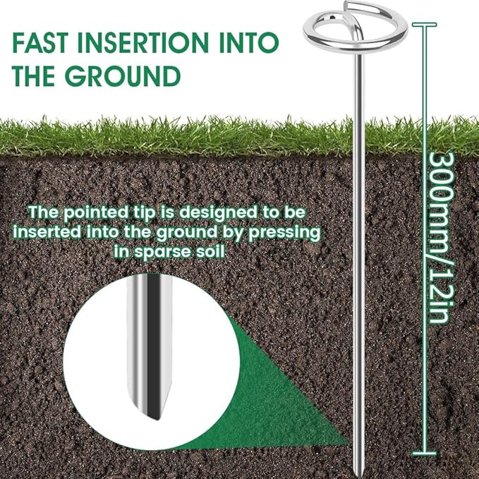12in Landscape Fabric Pins, Bold 8 Gauge Galvanized Steel Garden Staples, Tent Stakes Landscape Fabric Staples Yard Stakes for Decoration Weed Barrier (50 X 12in)