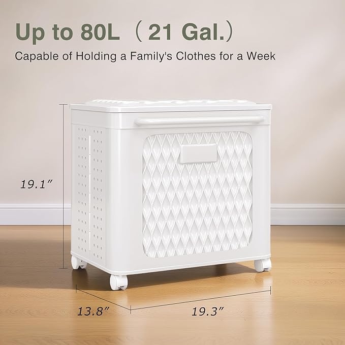 VECELO Deck Box, Outdoor Storage Box with Wheels and Lid, Waterproof Storage Bin for Package Delivery for Patio Furniture, Garden Tools, Pool Supplies, Foldable, White, 19.3" x 13.8" x 19.1"