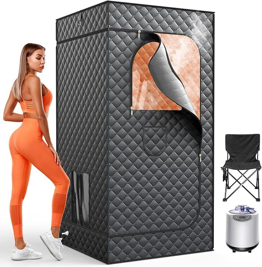 XL Portable Steam Sauna for Home - 2000W Box w/ 3L Tank, Folding Chair, Fast Setup Indoor Saunas for Muscle Relief & Detox, Compact Home Sauna Spa for Family Relaxation