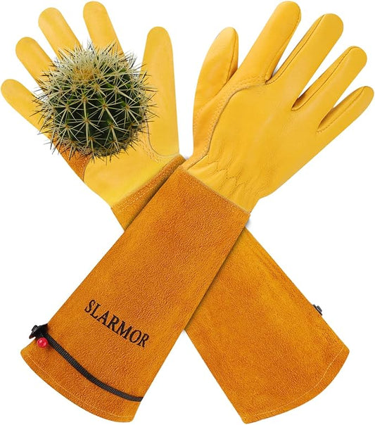 Long Gardening-Gloves Women/Men-Thorn proof Rose Pruning Heavy Duty Gauntlet-L