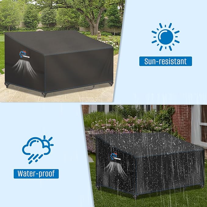 SIRUITON 3-Seat 90" W x 34" D x 32" H Garden Patio Sofa/Loveseat/Bench Cover, Heavy Duty 420D Oxford Waterproof Outdoor Sofa Cover, Lawn Patio Furniture Covers