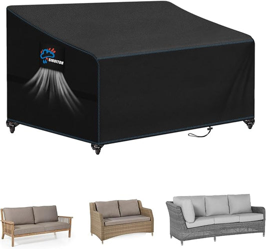 SIRUITON 2-Seat Garden Patio Sofa/Loveseat/Bench Cover 58" W x 32.5" D x 31" H,Heavy Duty 420D Oxford Waterproof Outdoor Sofa Cover, Lawn Patio Furniture Covers
