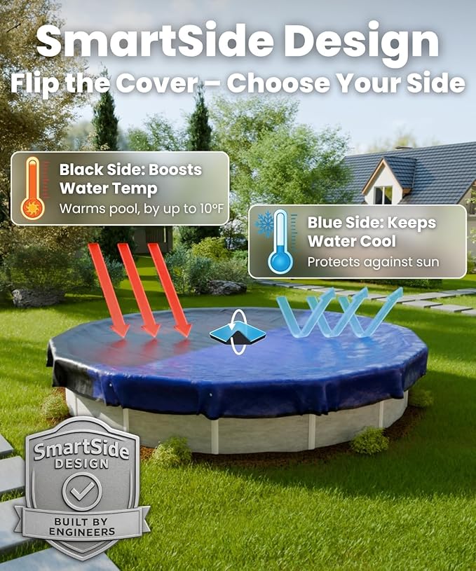 21 Foot Round Winter Pool Cover with Strong-Hold System | Triple-Layer 21 Ft Pool Covers for Above Ground Pools | 2-in-1 Swimming Pool Cover for Winter & Summer | Cold & UV Resistant 21Ft Poolcover