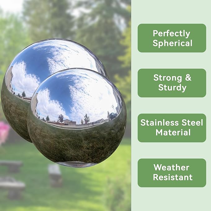 Lily's Home Gazing Globe Mirror Ball in Silver Stainless Steel - 10 Inch