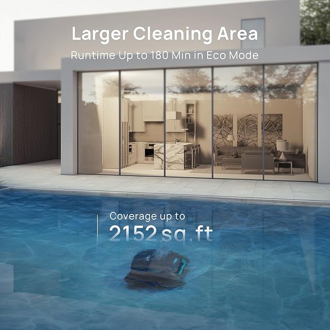 WYBOT C2 Vision AI Camera Cordless Pool Vacuum Robot for inground Pools, 8-in-1 Pool Cleaner, Ultra-fine Filtration, Brushless Motor Powerful Suction, Wall Climbing, Waterline Cleaning, Gray Green