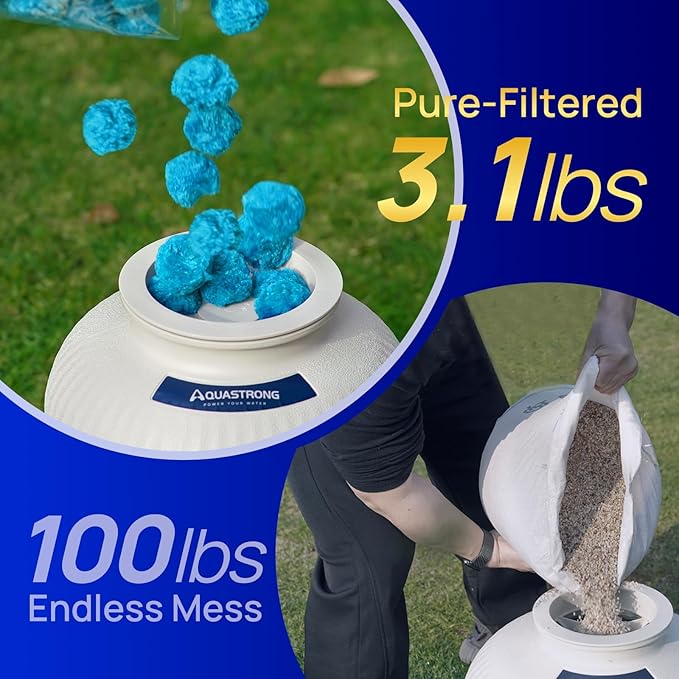 AQUASTRONG Pool Filter Balls for Sand Filter Pump, 3.1 lbs Reusable Sand Filter Balls (Replaces 100 lbs of Sand), Efficient Blue Filter Balls for Swimming Pools, Filter Pumps, Aquariums