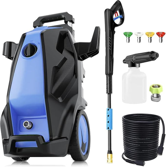 5000PSI 4.0GPM Heavy Duty Power Cleaner with 33 FT Extension Hose, 4 Quick Connect Nozzles and Foam Cannon for Cars/Fences/Driveways/Patios/Home Cleaning, Blue