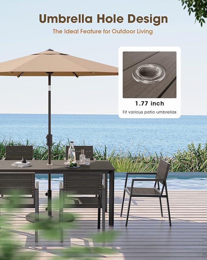 Outdoor Patio Dining Chairs Set of 2, Aluminum & HDPE All-Weather for Deck, Lawn, Backyard, Pool and Indoor Use (Charcoal