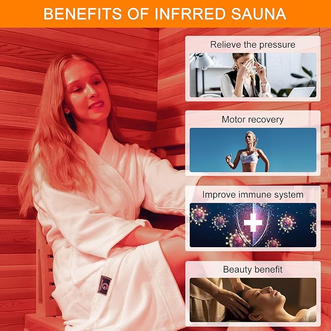 Infrared Sauna Room with Recliner, One Person Infrared Sauna Home, 220V，2300W, 4 Heating Tubes, 4 Carbon Crystal Heating Panel, Bluetooth Speakers, 7 Color Light, Oxygen Bar（Open Door Right ）
