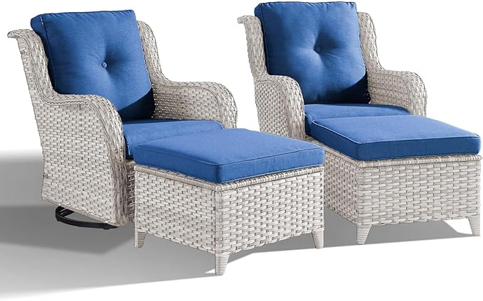 Swivel Rocker Patio Chairs：4 Pieces Patio Swivel Rocker Chairs with Wicker Armrests Patio Swivel Rocking Chair Outdoor Swivel Rocker Patio Chair