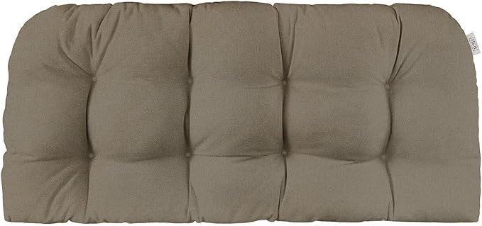 RSH DECOR Sunbrella Tufted Wicker Loveseat Cushion | 41” x 19" | Water and Fade-Resistant Performance Fabric | Outdoor Settee Cushion for Patio Furniture | Made in USA (Cast Shale Brown)