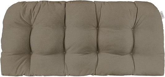 RSH DECOR Sunbrella Tufted Wicker Loveseat Cushion | 41” x 19" | Water and Fade-Resistant Performance Fabric | Outdoor Settee Cushion for Patio Furniture | Made in USA (Cast Shale Brown)