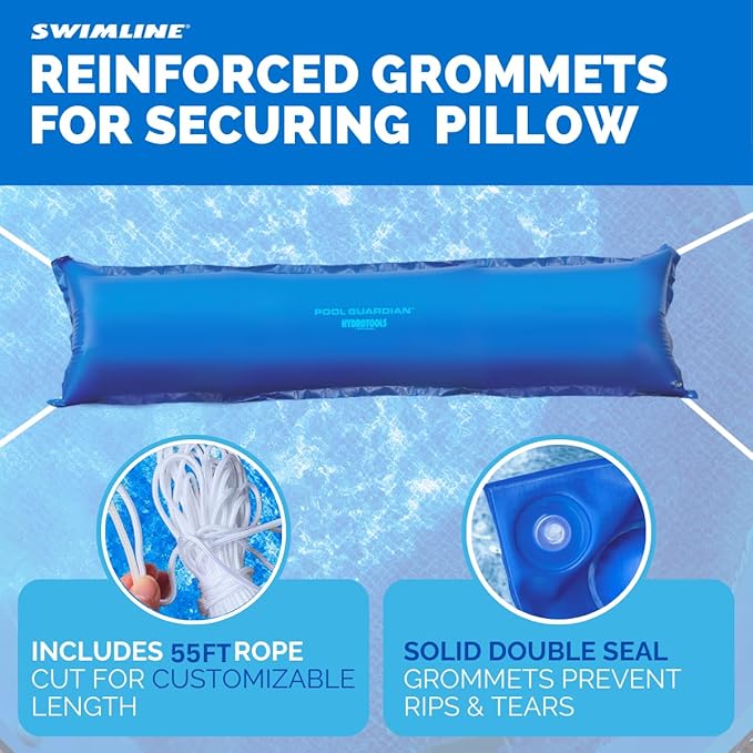 Swimline Guardian Premium Air Pillow for Above Ground Pools, 4.5 x 15 ft, Blue, Rectangular, Pool Cover, Winterizing Accessory