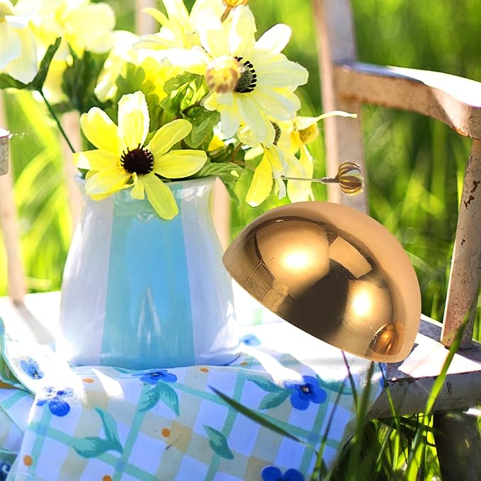 5Pcs Golden Stainless Steel Gazing Spheres Reflective Half Ball Garden Decor for Unique Photography and Outdoor Decoration