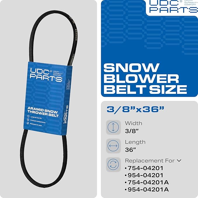 UDC Parts Snow Thrower Auger Belt 954-04201A / Aramid Cord / 36.00 inches/for MTD Craftsman 954-04201 754-04201 754-04201A Troy-Bilt 2410 2420 2840 2490