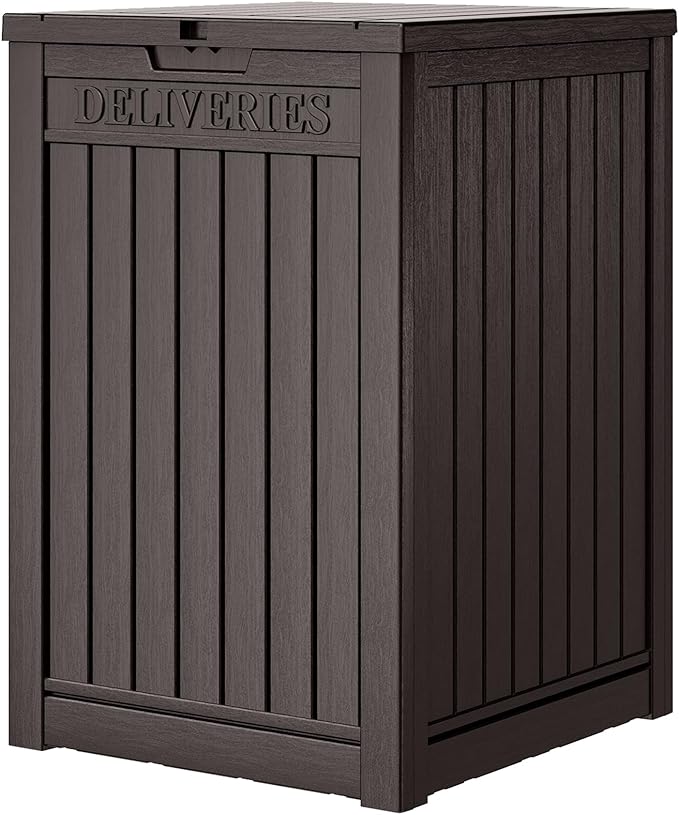 Package Delivery Box for Outside, 48 Gallon Storage with Lockable Secure, Large Double Wall Resin Outdoor Package Delivery Waterproof Deck