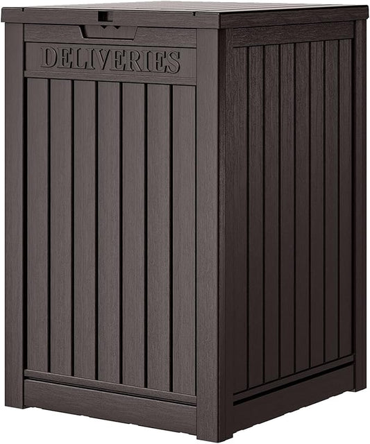 Package Delivery Box for Outside, 48 Gallon Storage with Lockable Secure, Large Double Wall Resin Outdoor Package Delivery Waterproof Deck